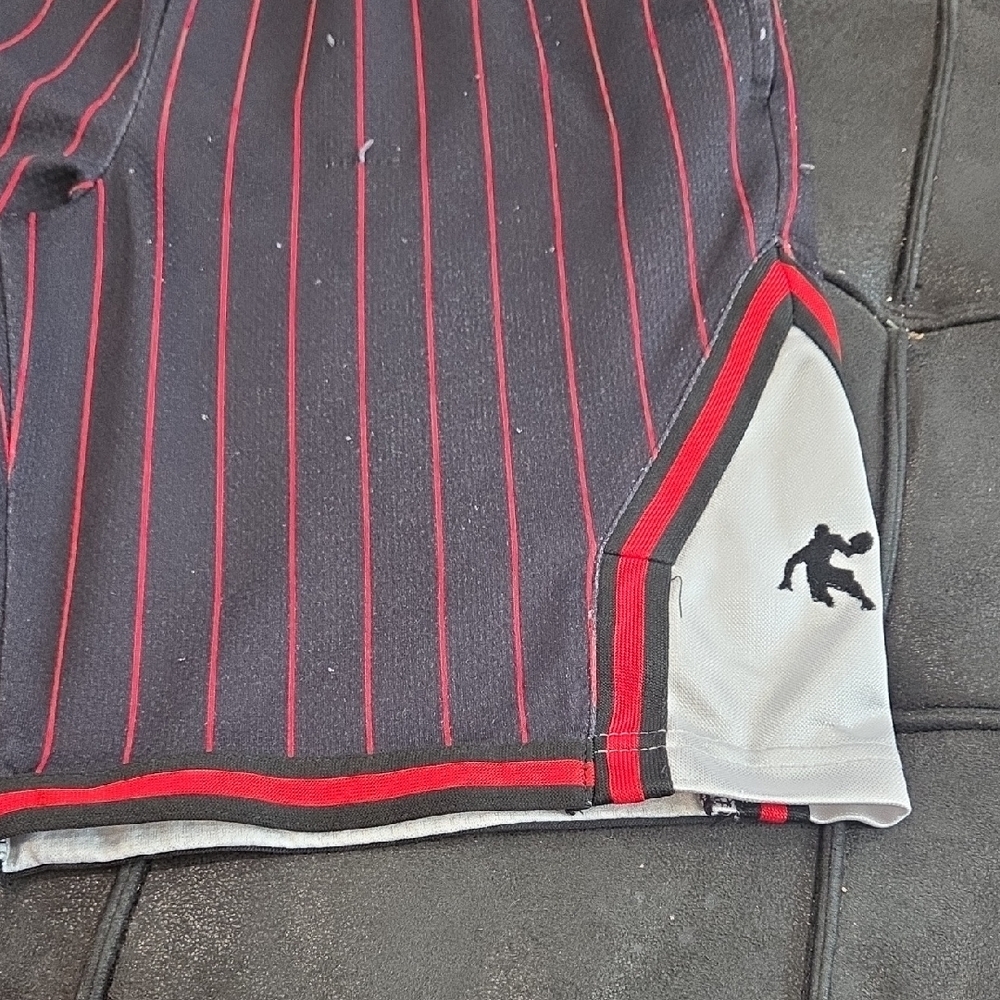 AND1 Kids Black and Red Striped Shorts - Picture 2 of 5